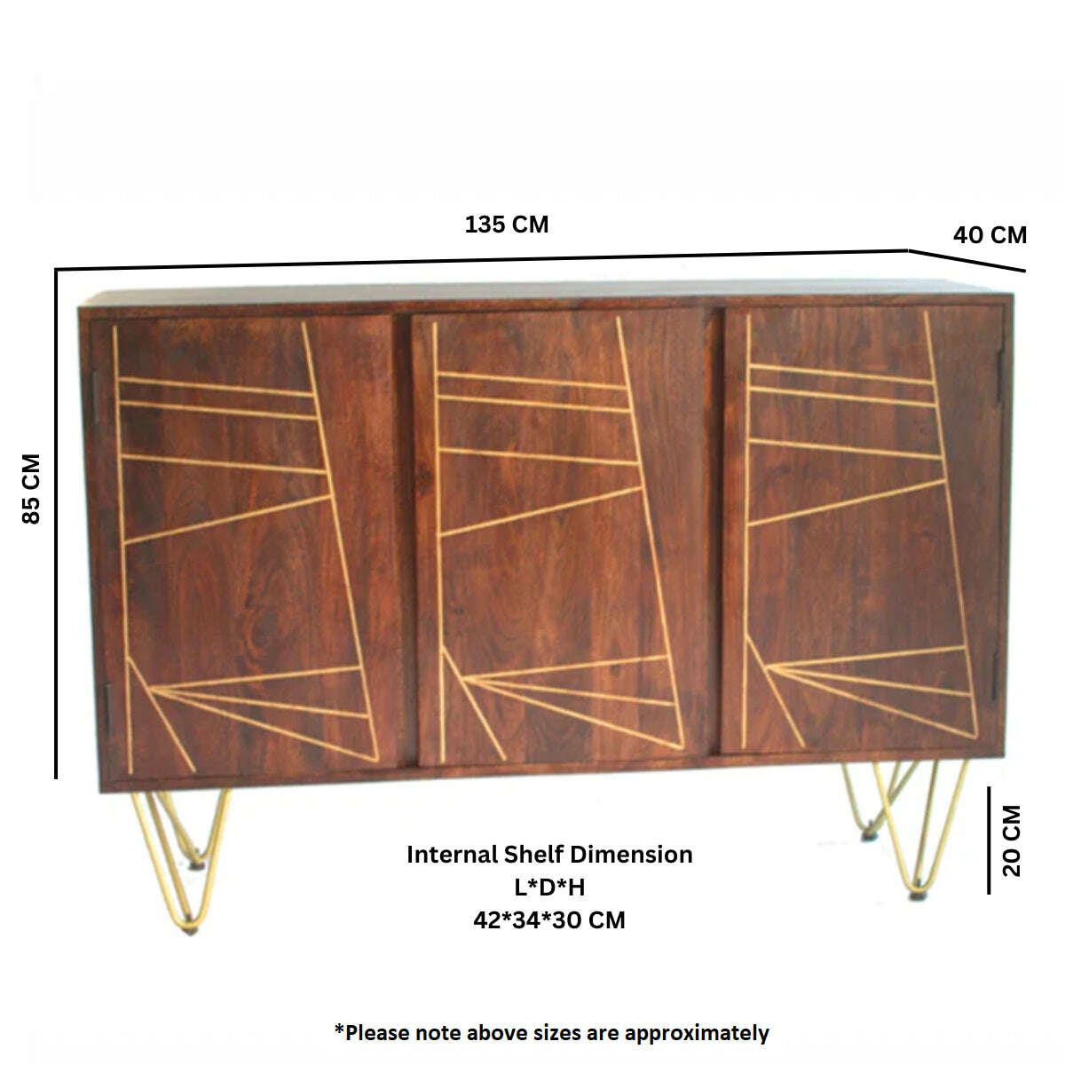 Dark Gold Inlay Sideboard