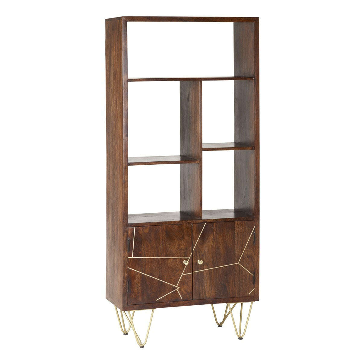 Dark Gold Mango Wood Bookcase
