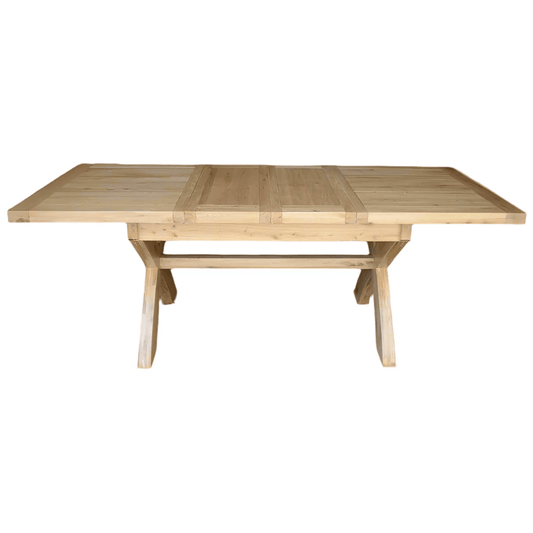 Deluxe Small X-Leg Extendable Oak Dining Table