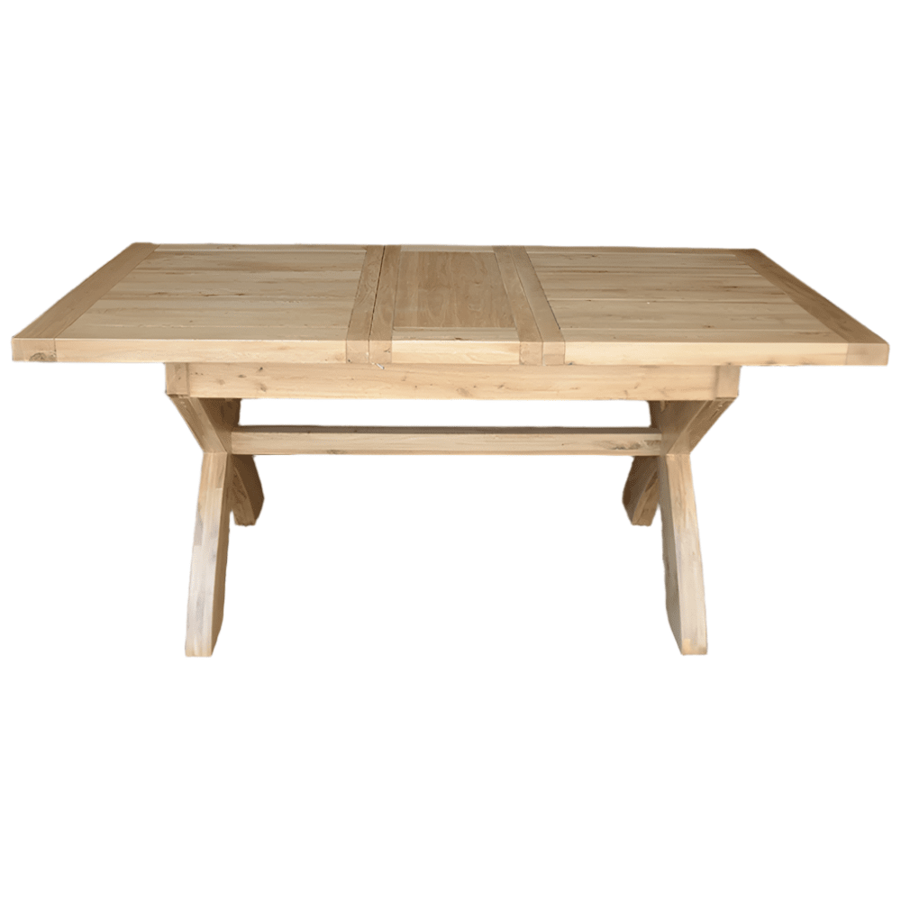 Deluxe Small X-Leg Extendable Oak Dining Table