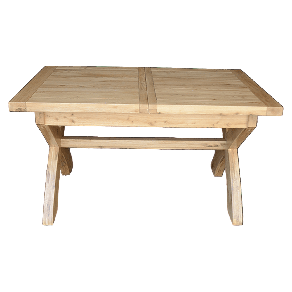 Deluxe Small X-Leg Extendable Oak Dining Table