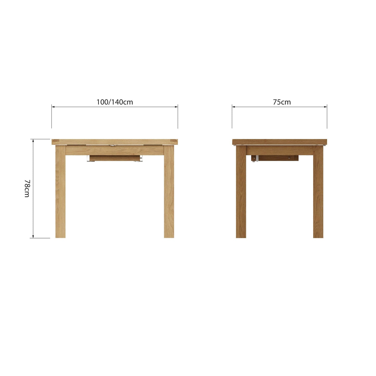 Dewsbury Oak 1.0M Butterfly Extendable Dining Table