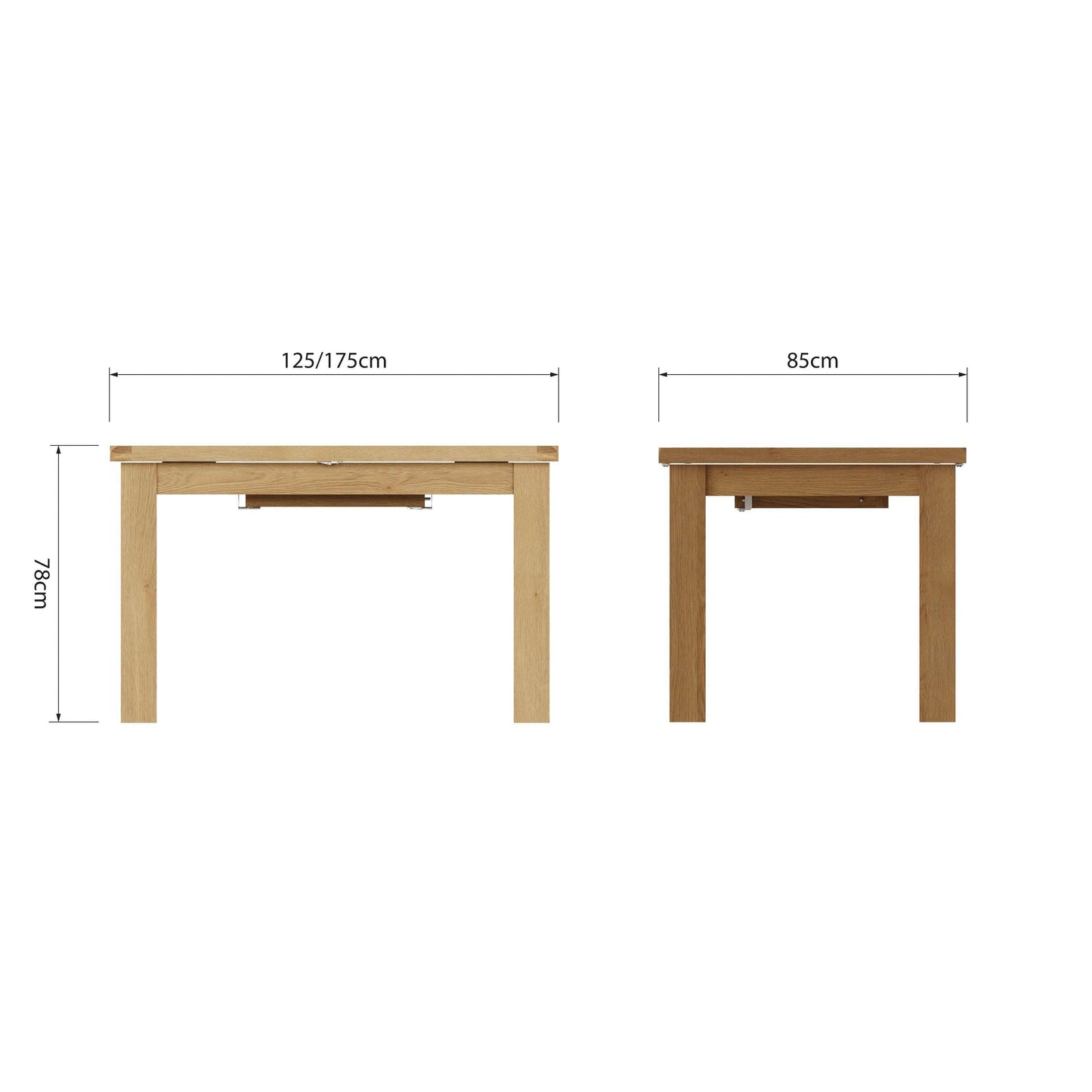 Dewsbury Oak 1.25M Butterfly Extendable Dining Table