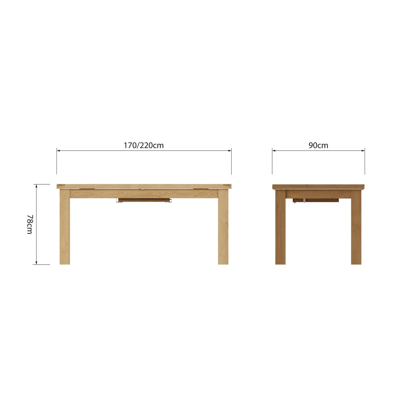 Dewsbury Oak 1.7M Butterfly Extendable Dining Table