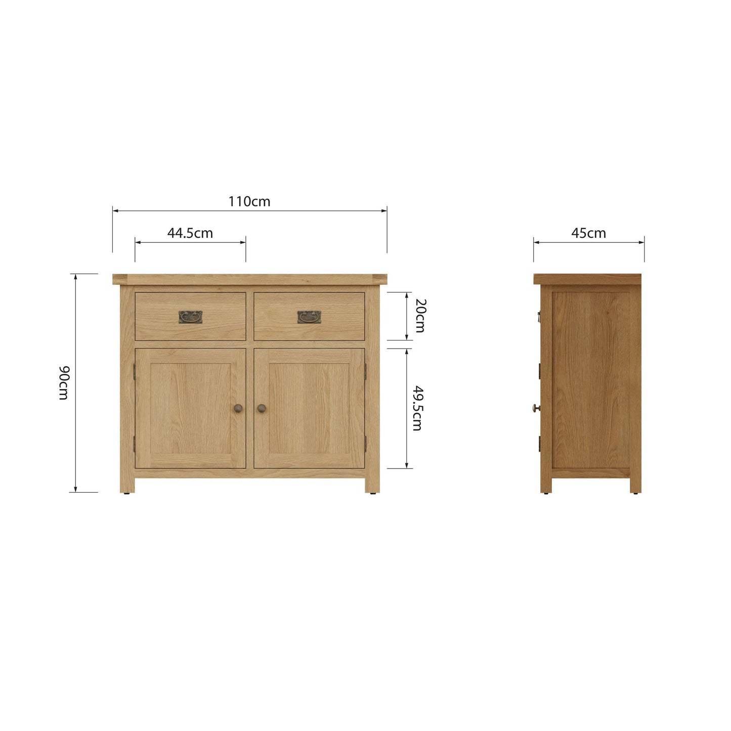 Dewsbury Oak 2 Door 2 Drawer Sideboard