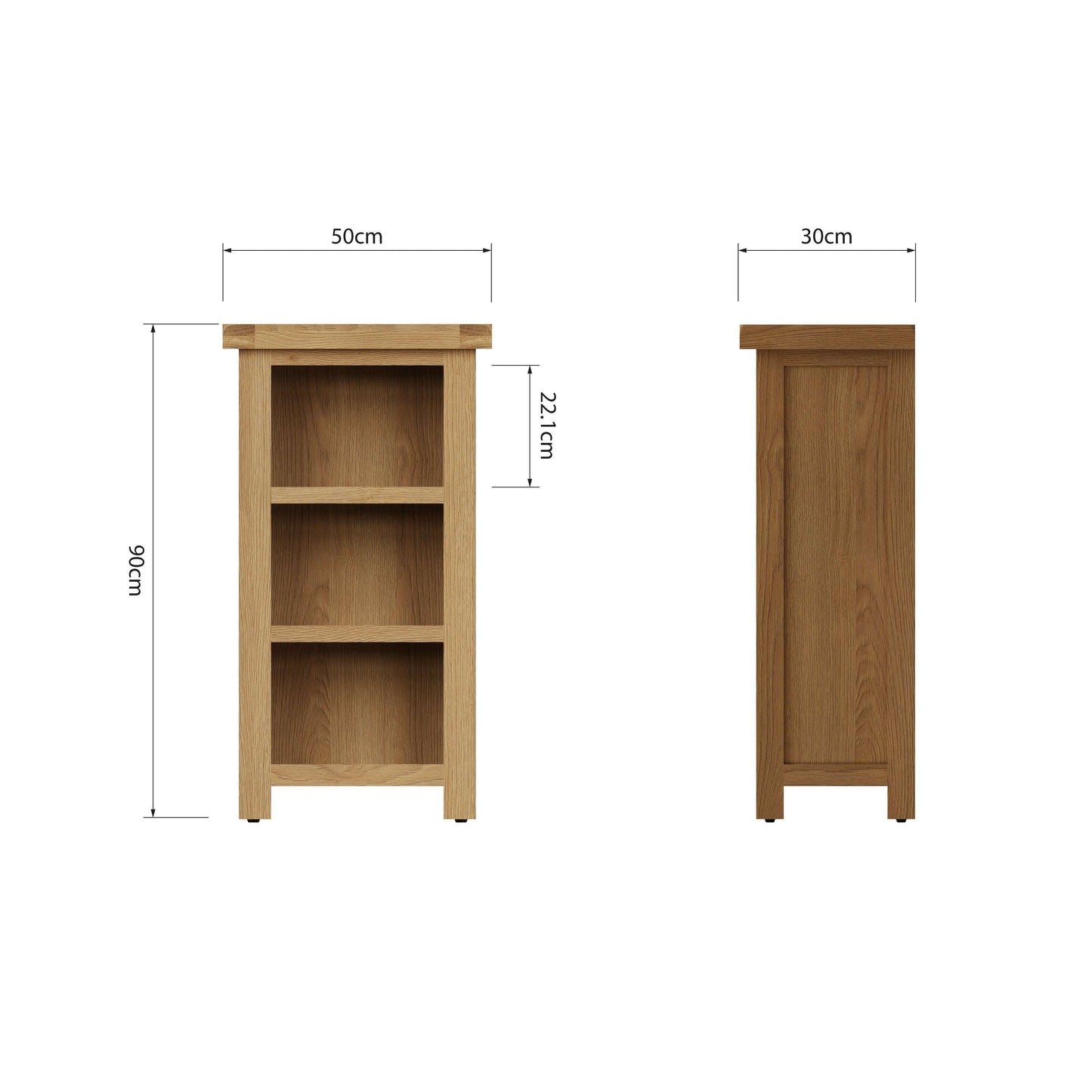 Dewsbury Oak Narrow Bookcase