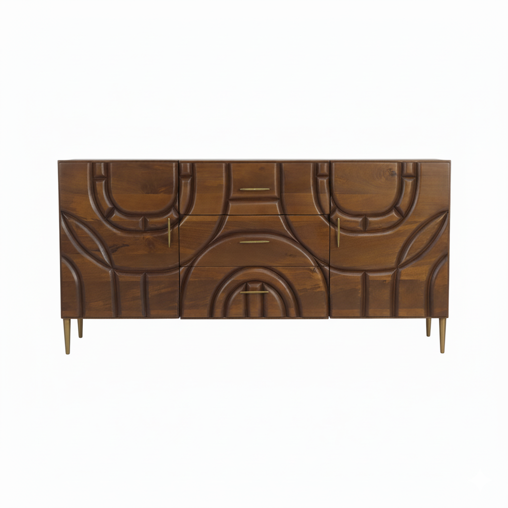 Aranya Solid Wood 2 Door 3 Drawer Sideboard