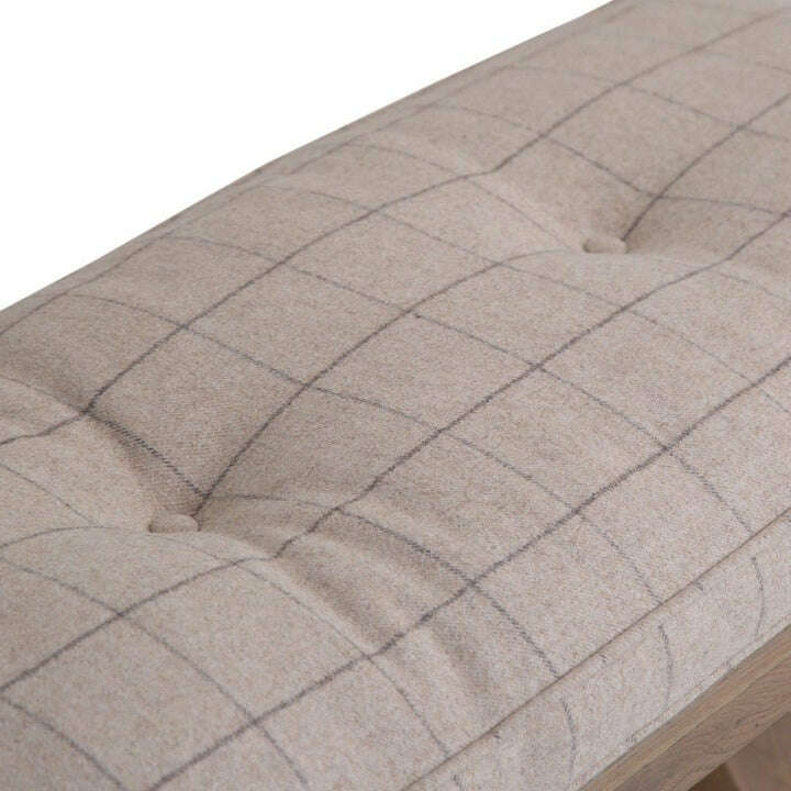 Eaton Country Oak 2.0m Beige Check Bench Cushion