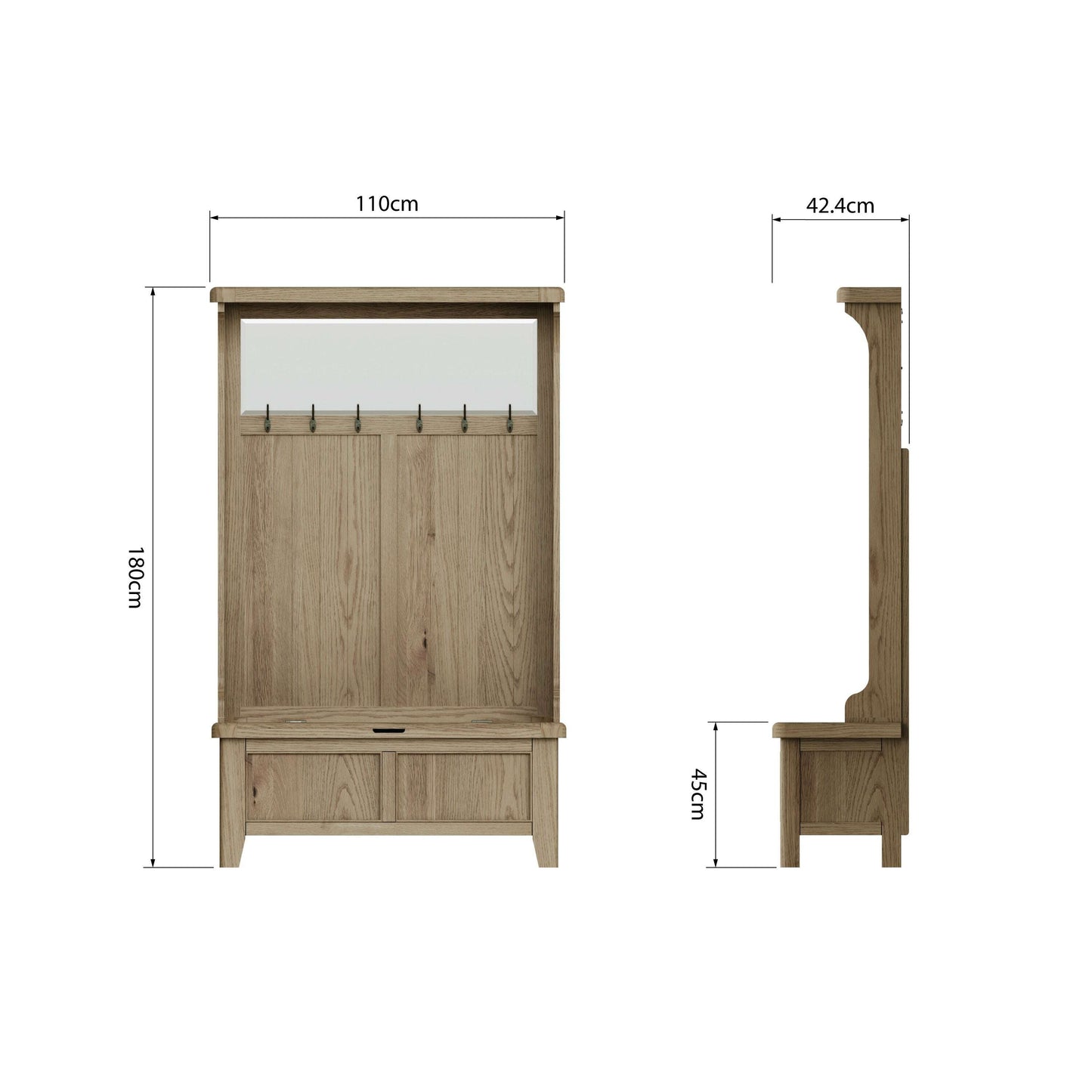 Eaton Country Oak Hall Bench Unit