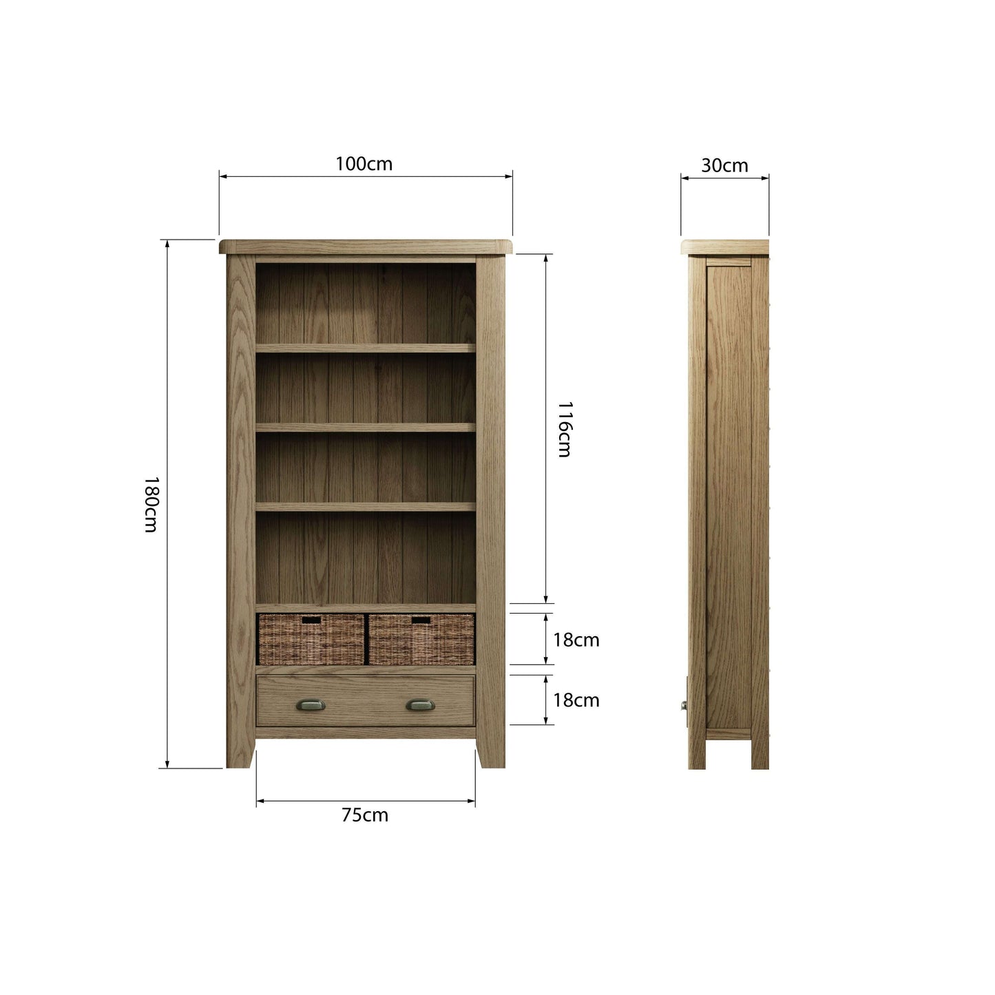 Eaton Country Oak Large Bookcase