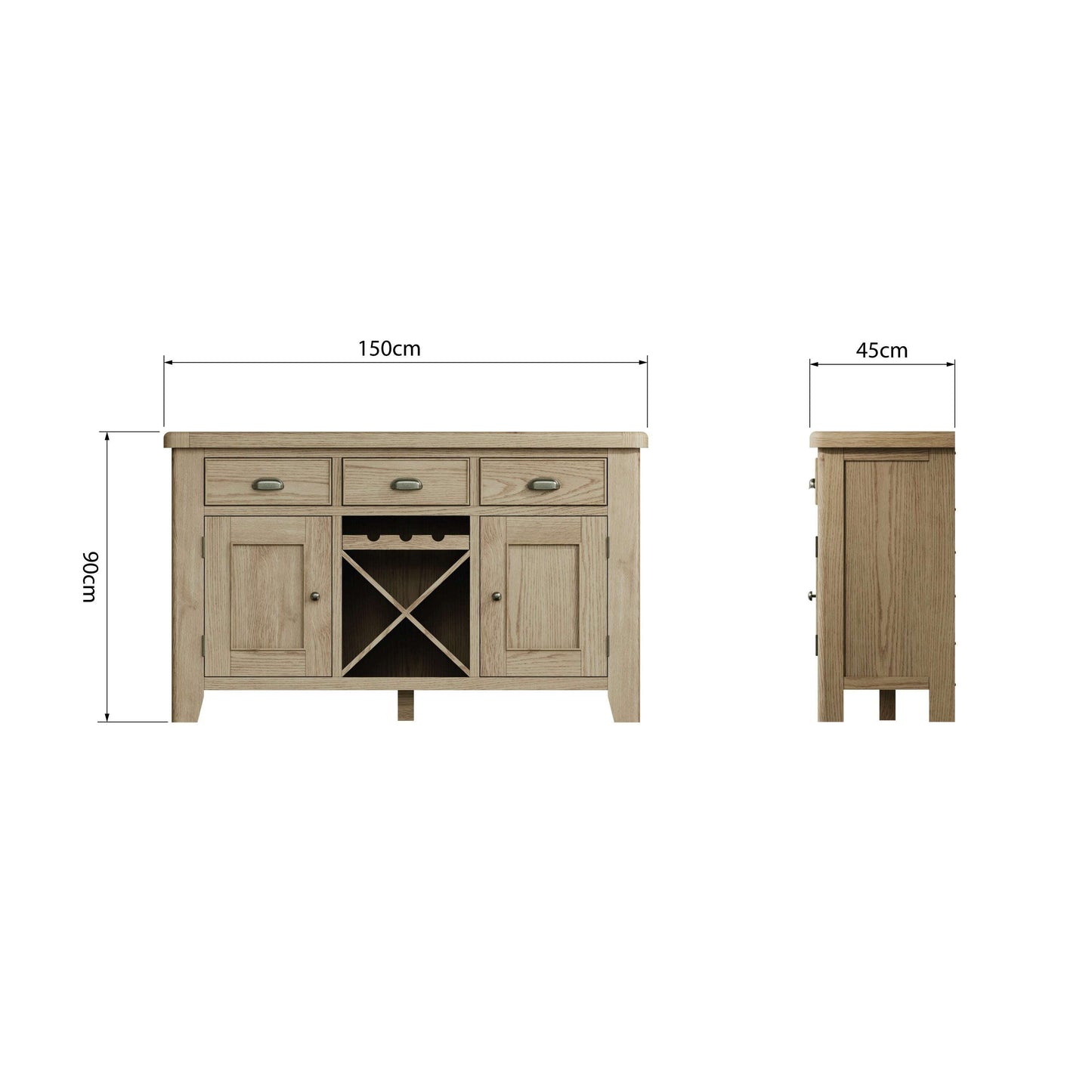 Eaton Country Oak Sideboard with Wine Rack