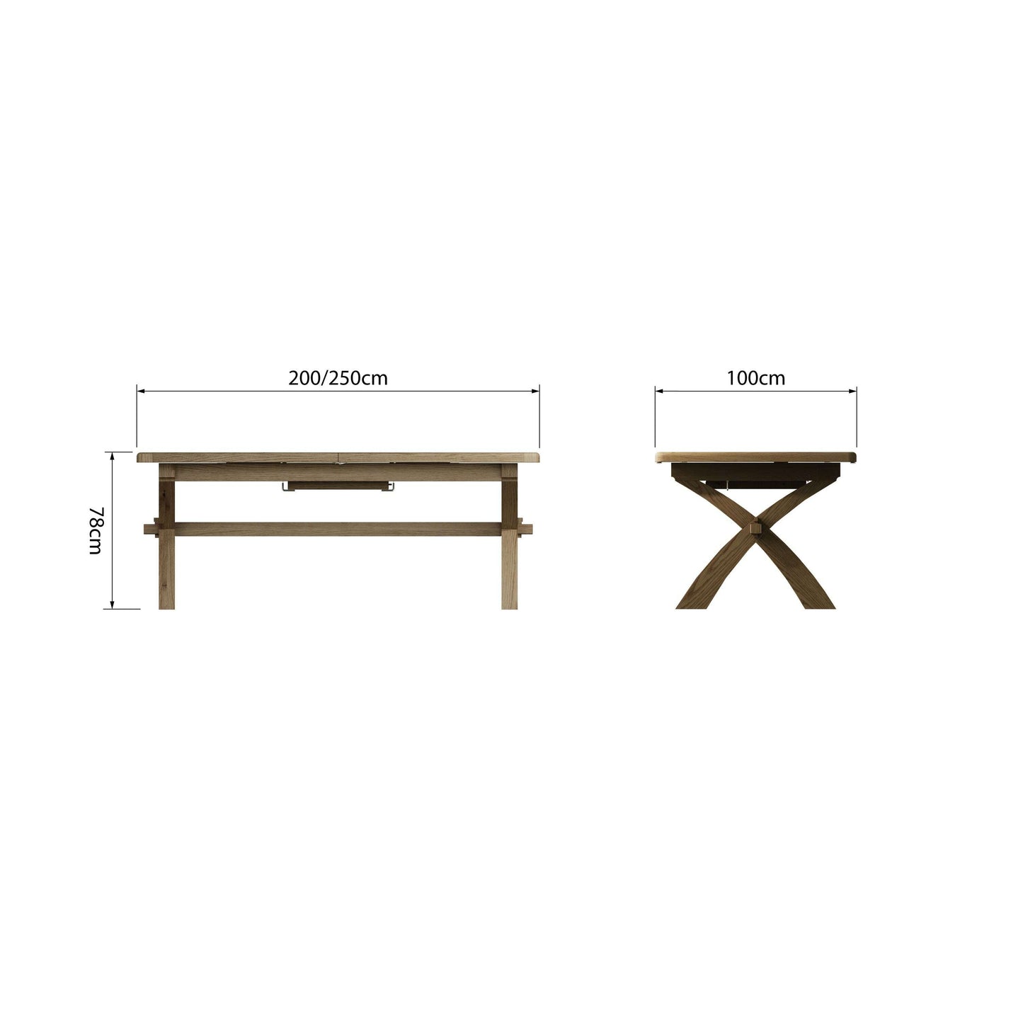 Eaton Country Oak X-Leg Extendable Dining Table