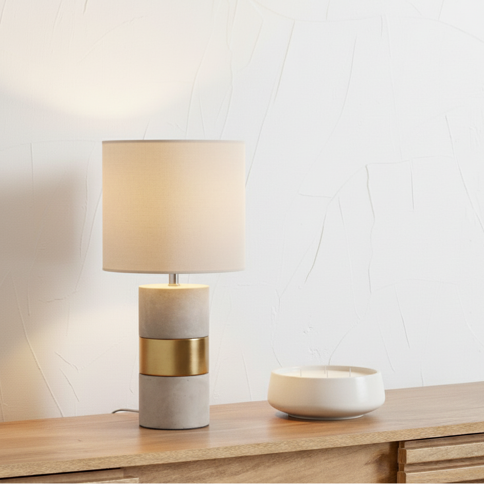 Concrete and Gold Table Lamp
