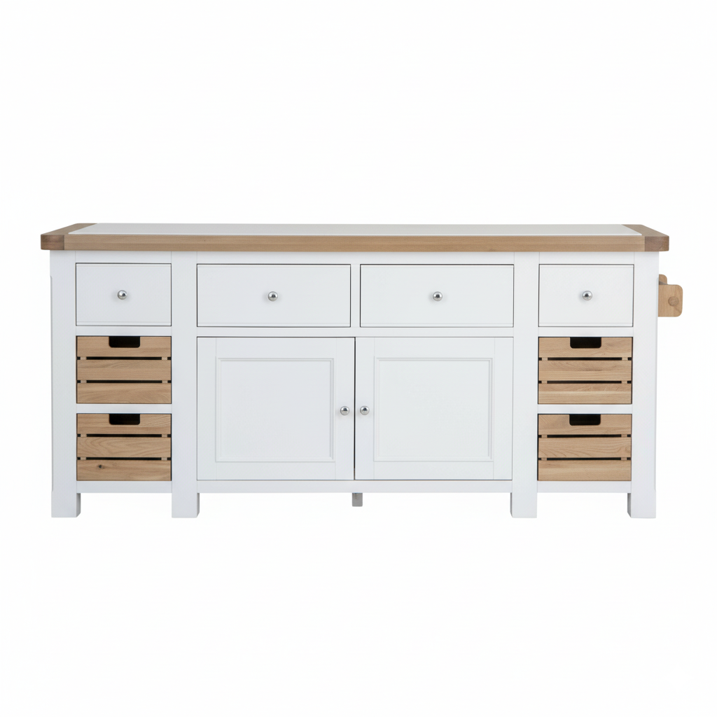 Chesterfield Large White/Oak Kitchen Island