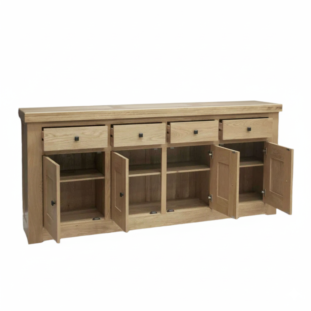 Bordeaux Solid Oak 4 door 4 drawer sideboard