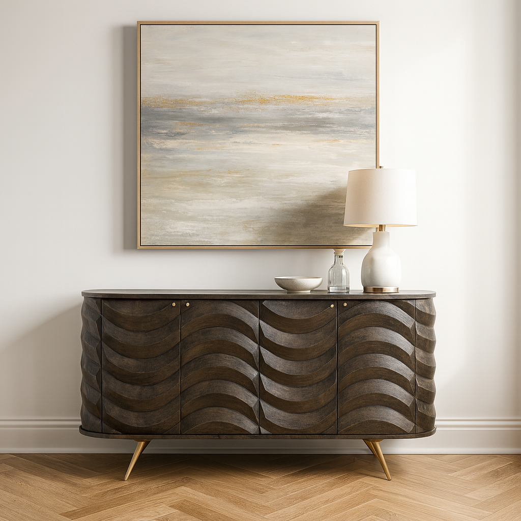 Aranya Solid Wood 4 Door Lehar Sideboard