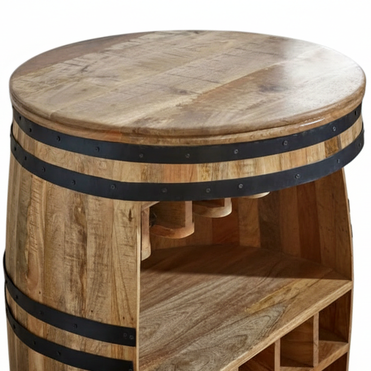Surrey Solid Dark Wood Barrel Wine Rack