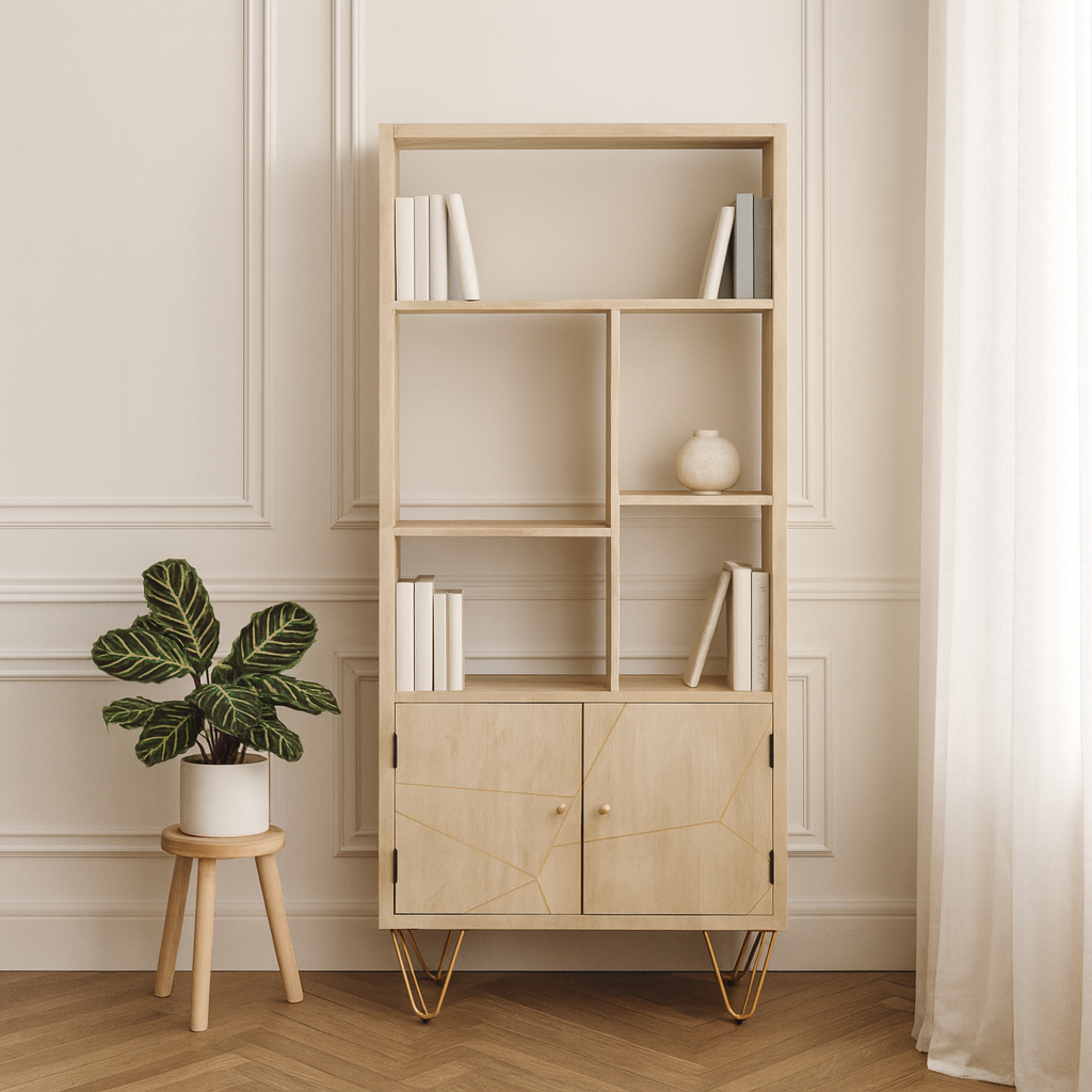 Light Gold Mango Wood Bookcase