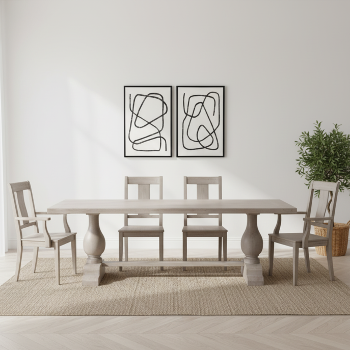 Aubrey 260cm Bleached Mango Wood Pedestal Dining Table