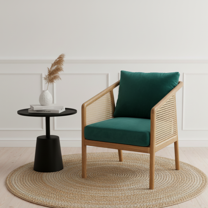 Rattan Green Accent Chair