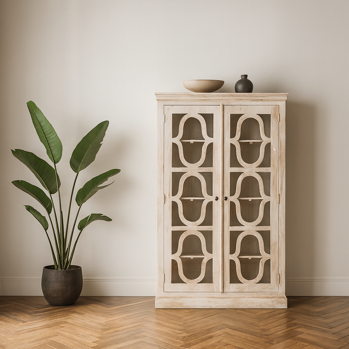 Solmere Mango Wood Display Cabinet