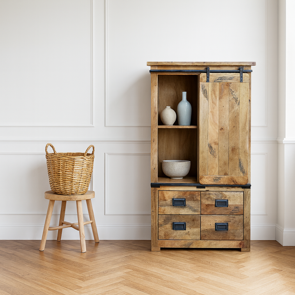 Kora Mango Wood Display Cabinet