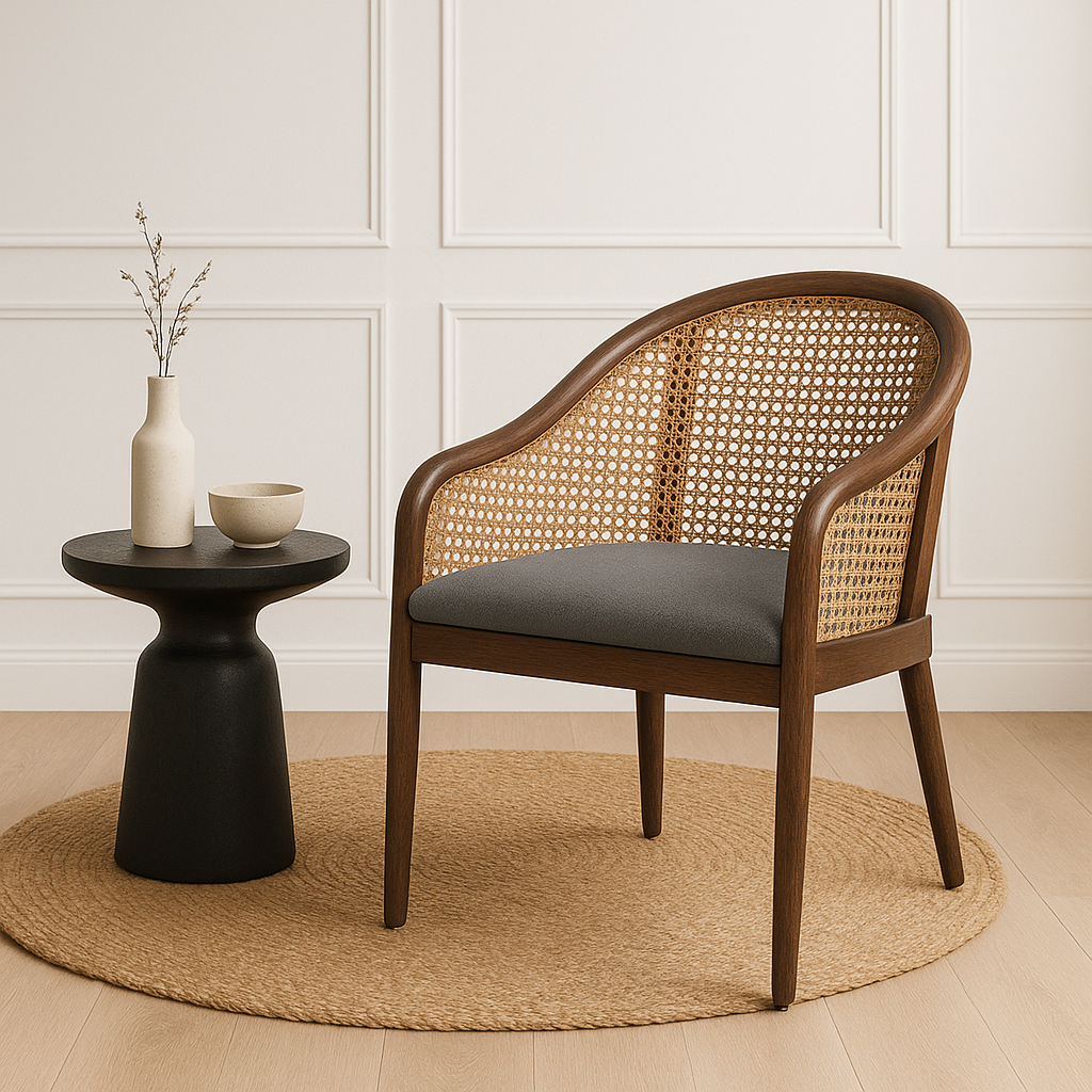 Carmel Oak With Cane and Upholstery Dining Armchair (Set of 2)