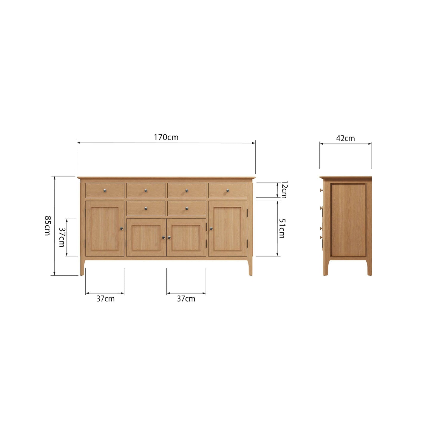 Oakmere Large 4 Door Sideboard