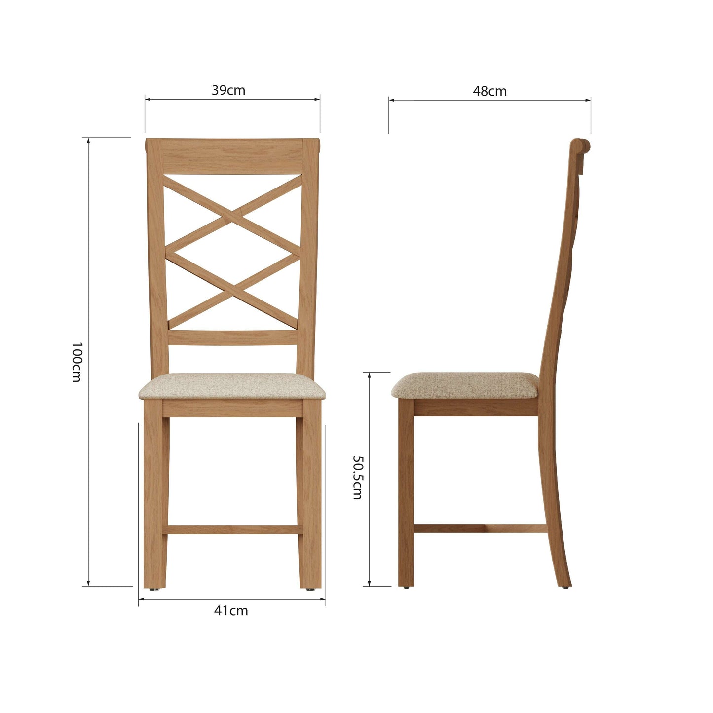 Oakmere Double Cross Back Dining Chair - Fabric Seat