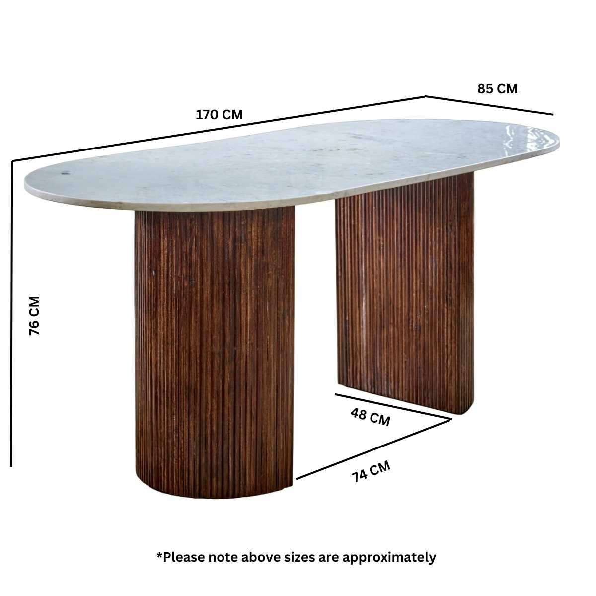 Opal Mango Wood Dining Table With Marble Top