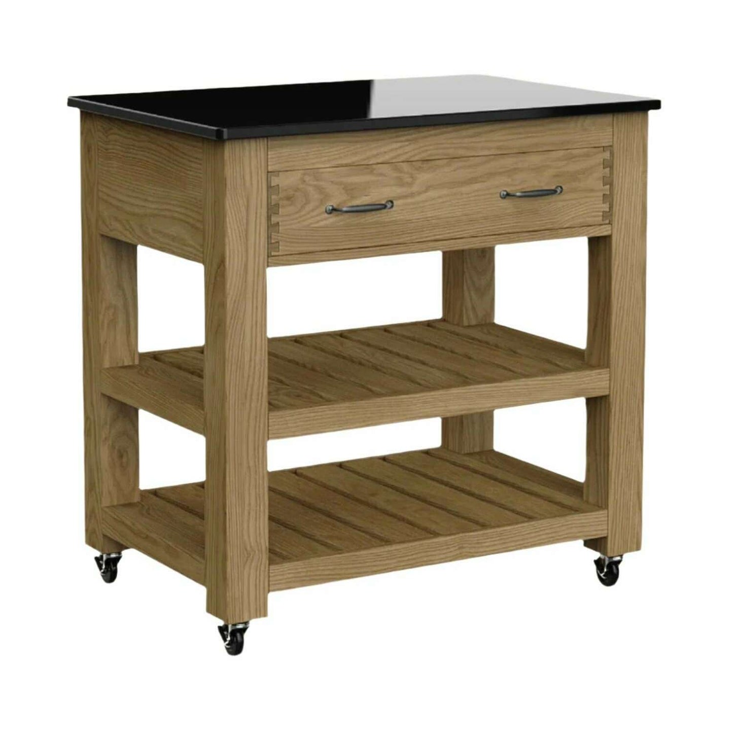 Oxford Double Drawer Small Oak Kitchen Island With Black Granite Top - Kitchen Island - Heart of Kitchens