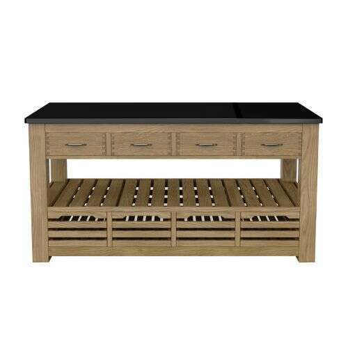 Oxford Four Drawer Oak Kitchen Island With Black Granite Top - Kitchen Island - Heart of Kitchens