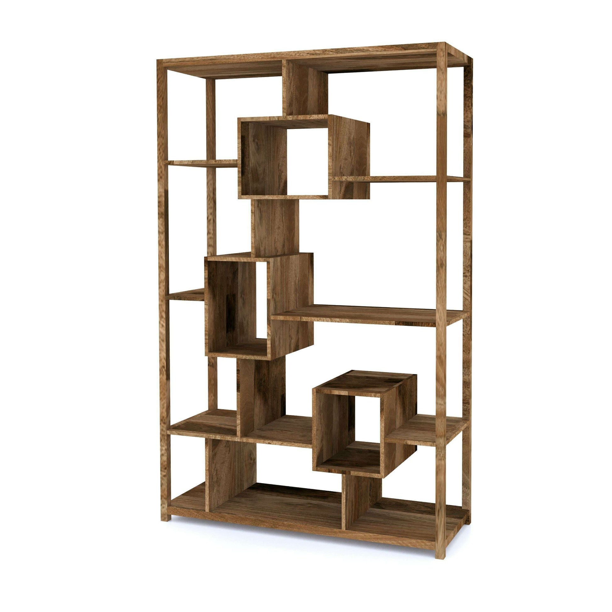 Rumi Mango Wood Geometric Bookcase - Bookcase - Heart of Kitchens