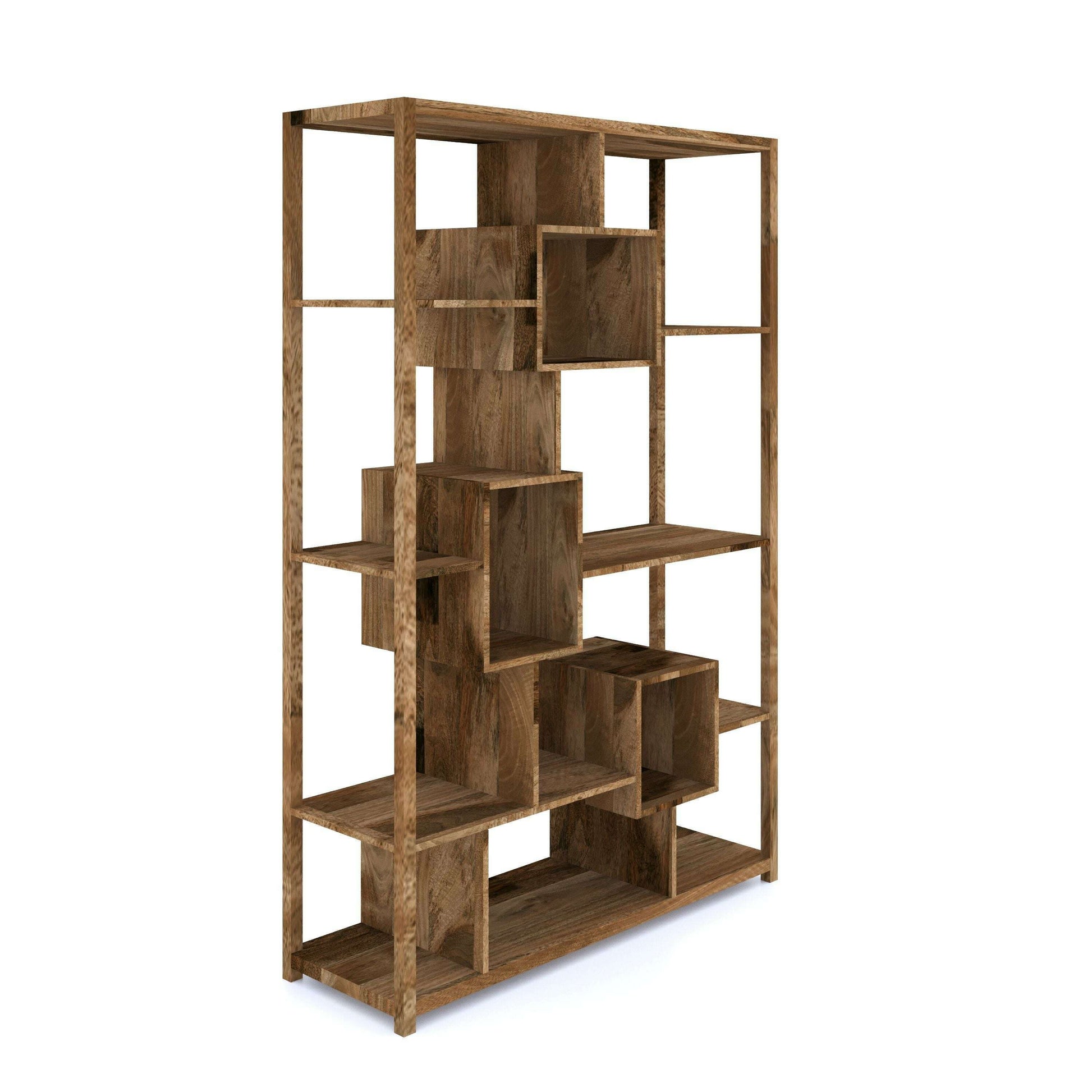 Rumi Mango Wood Geometric Bookcase - Bookcase - Heart of Kitchens