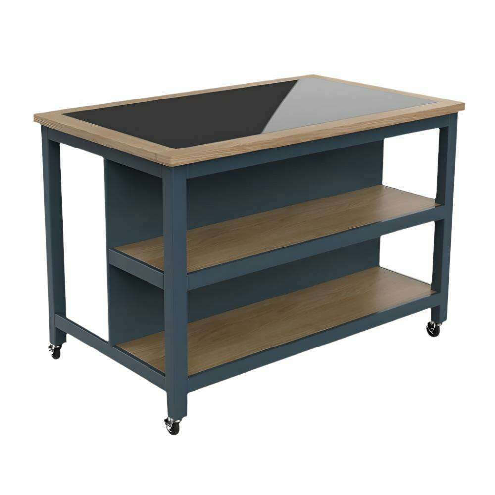 Savannah Blue Open Kitchen Island with Breakfast Bar and Granite Top - Kitchen Island - Heart of Kitchens