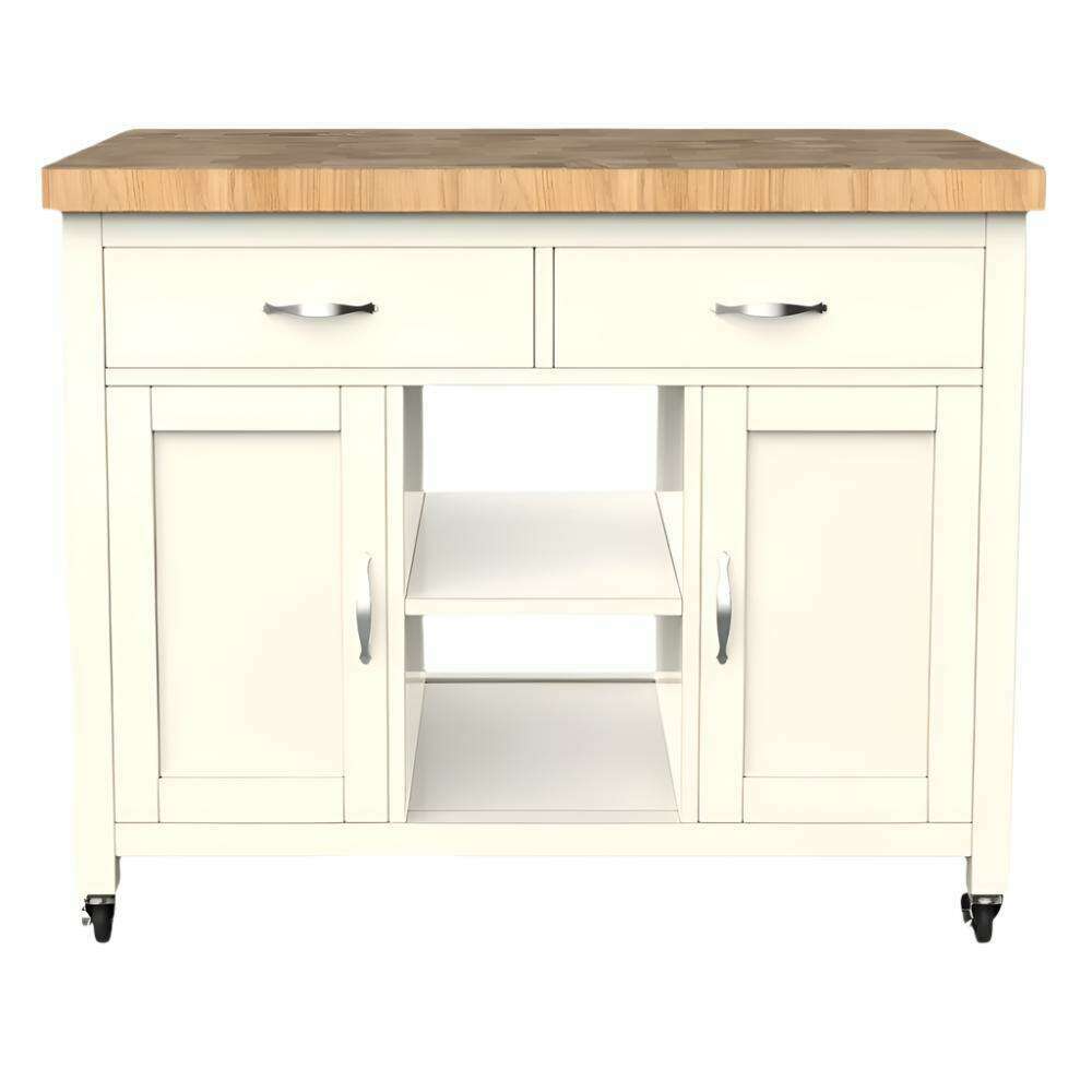 Savannah Cream Kitchen Island With Butchers Block - Kitchen Island - Heart of Kitchens