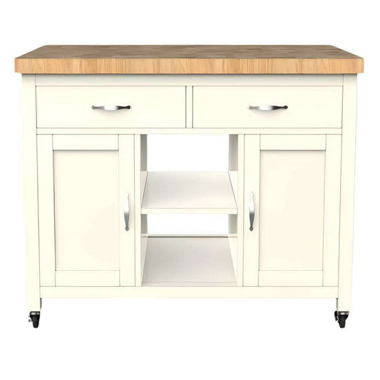 Savannah Cream Kitchen Island With Butchers Block - Kitchen Island - Heart of Kitchens
