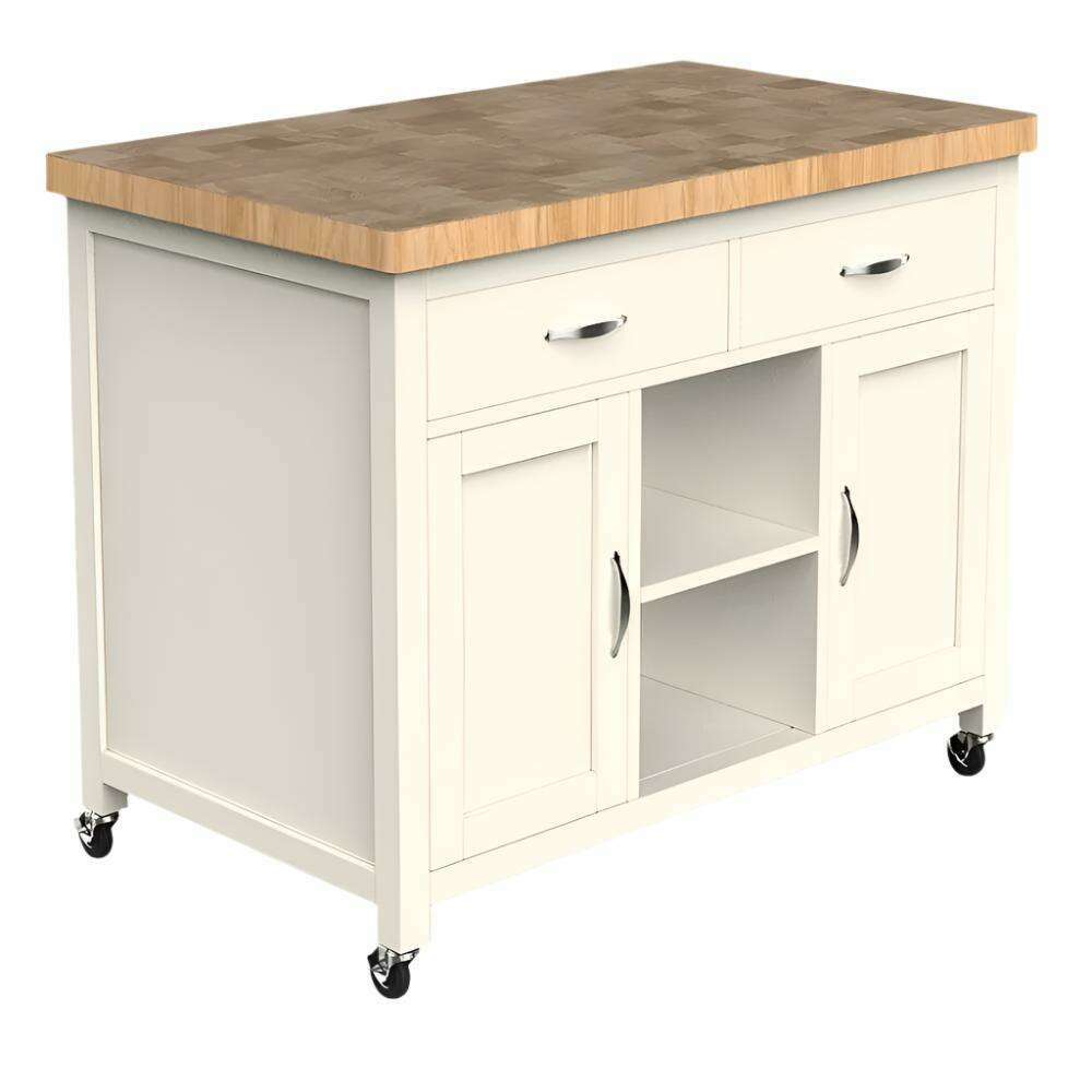 Savannah Cream Kitchen Island With Butchers Block - Kitchen Island - Heart of Kitchens