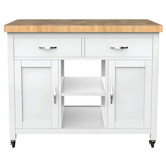 Savannah White Kitchen Island With Butchers Block - Kitchen Island - Heart of Kitchens