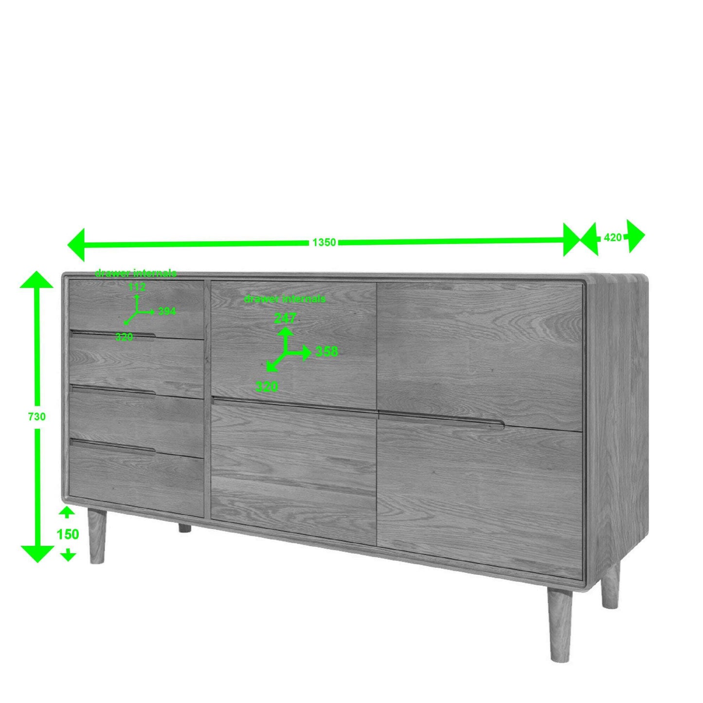 Scandic Solid Oak Large Sideboard - Sideboard - Heart of Kitchens