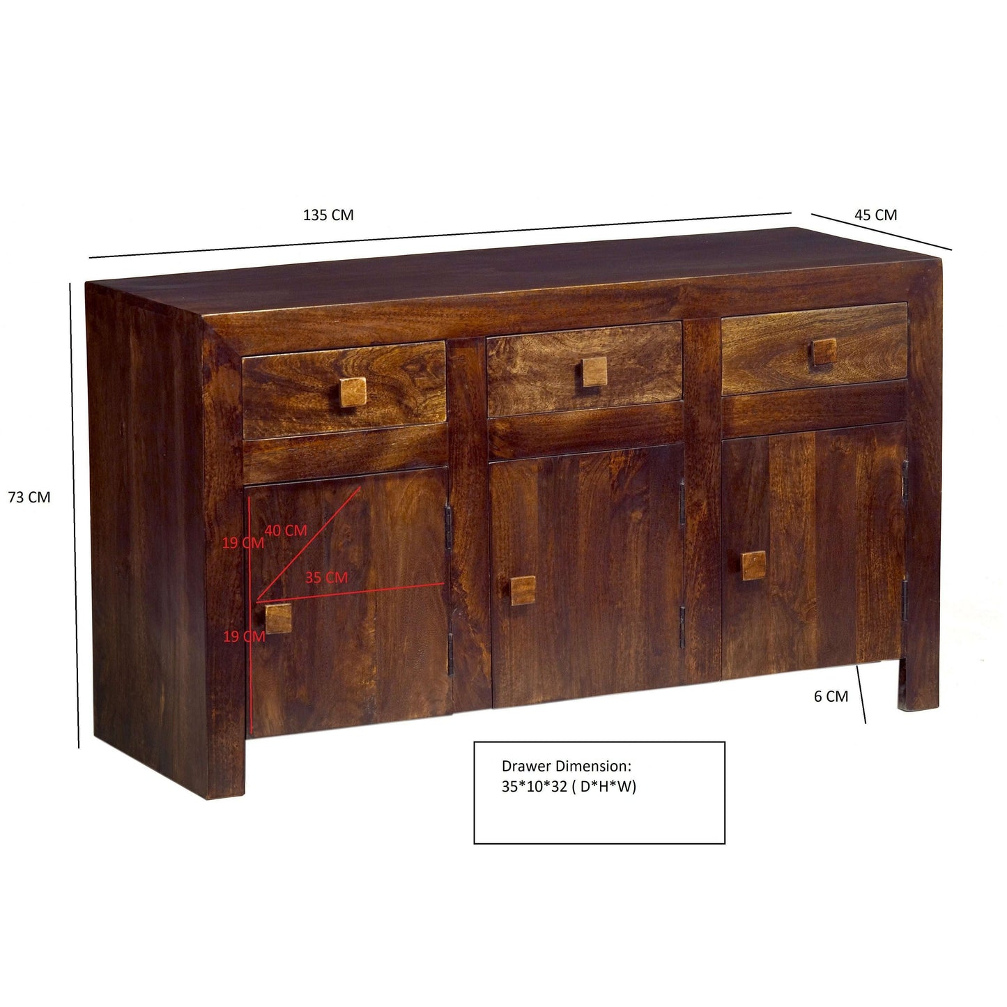 Toko Dark Mango Wood Large Sideboard - Sideboard - Heart of Kitchens