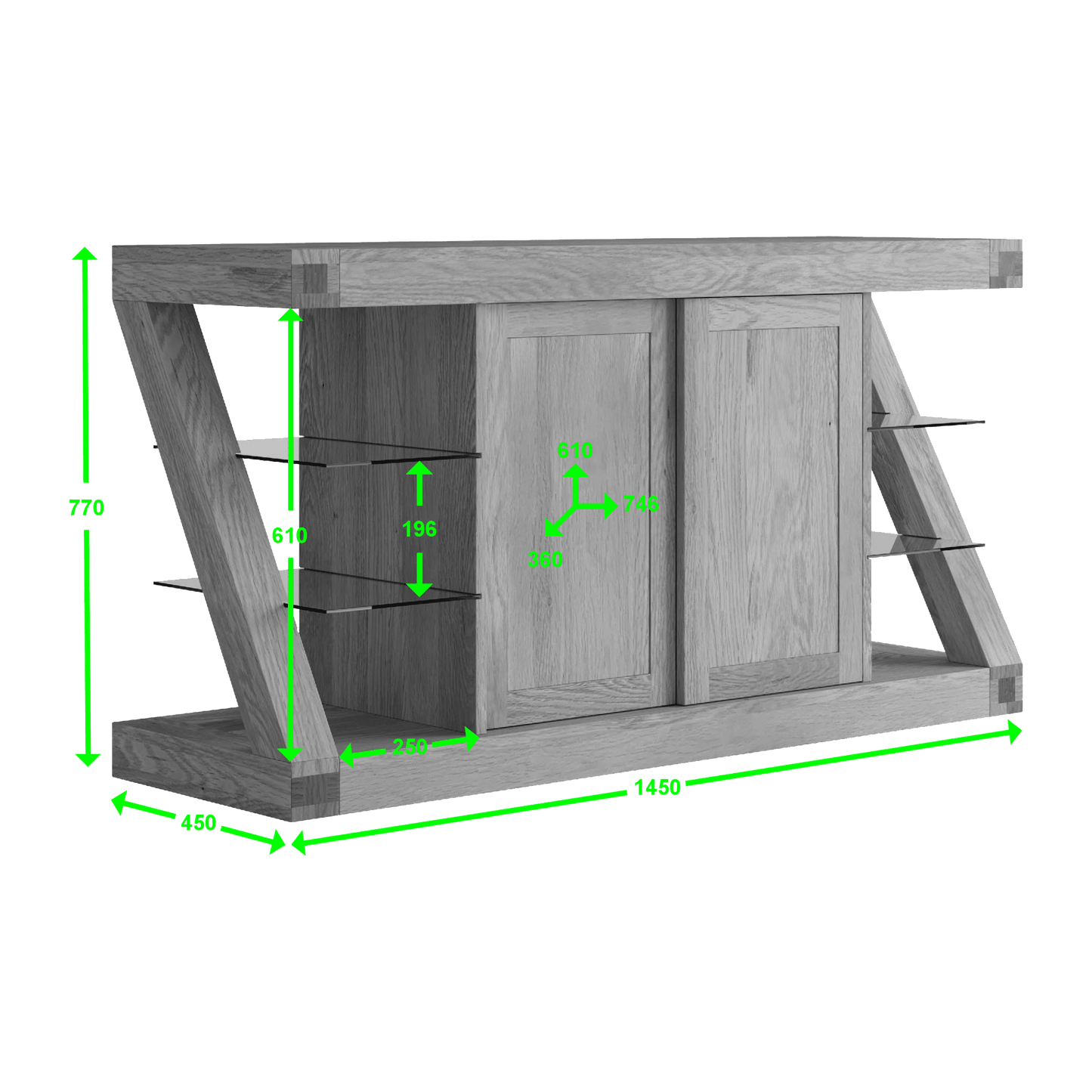 Z Solid Oak Large Sideboard - Sideboard - Heart of Kitchens