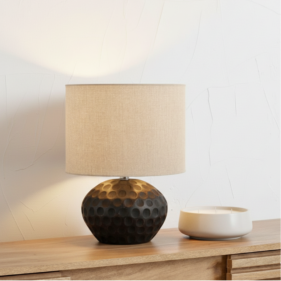 Dante Mango Wood Antique Black Table Lamp