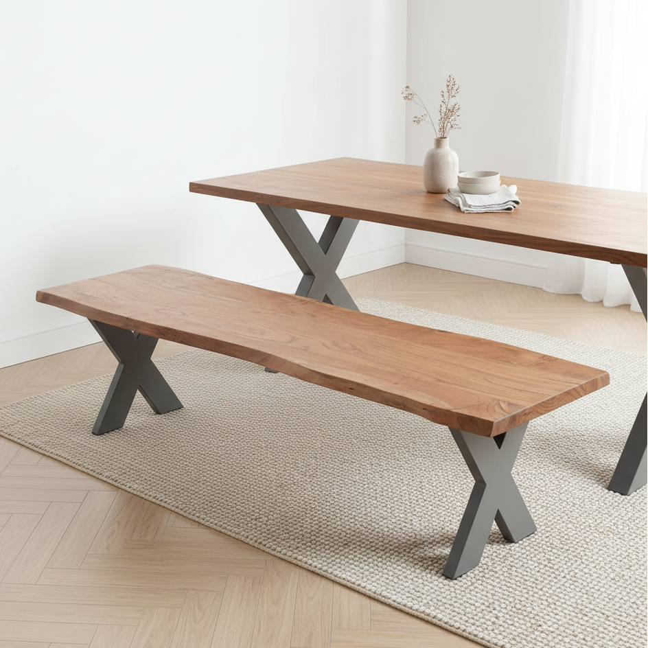 Live Edge Acacia Wood Dining Bench