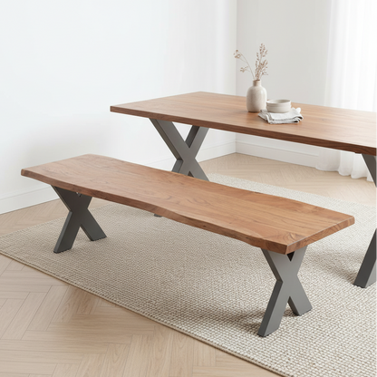 Live Edge Acacia Wood Dining Bench