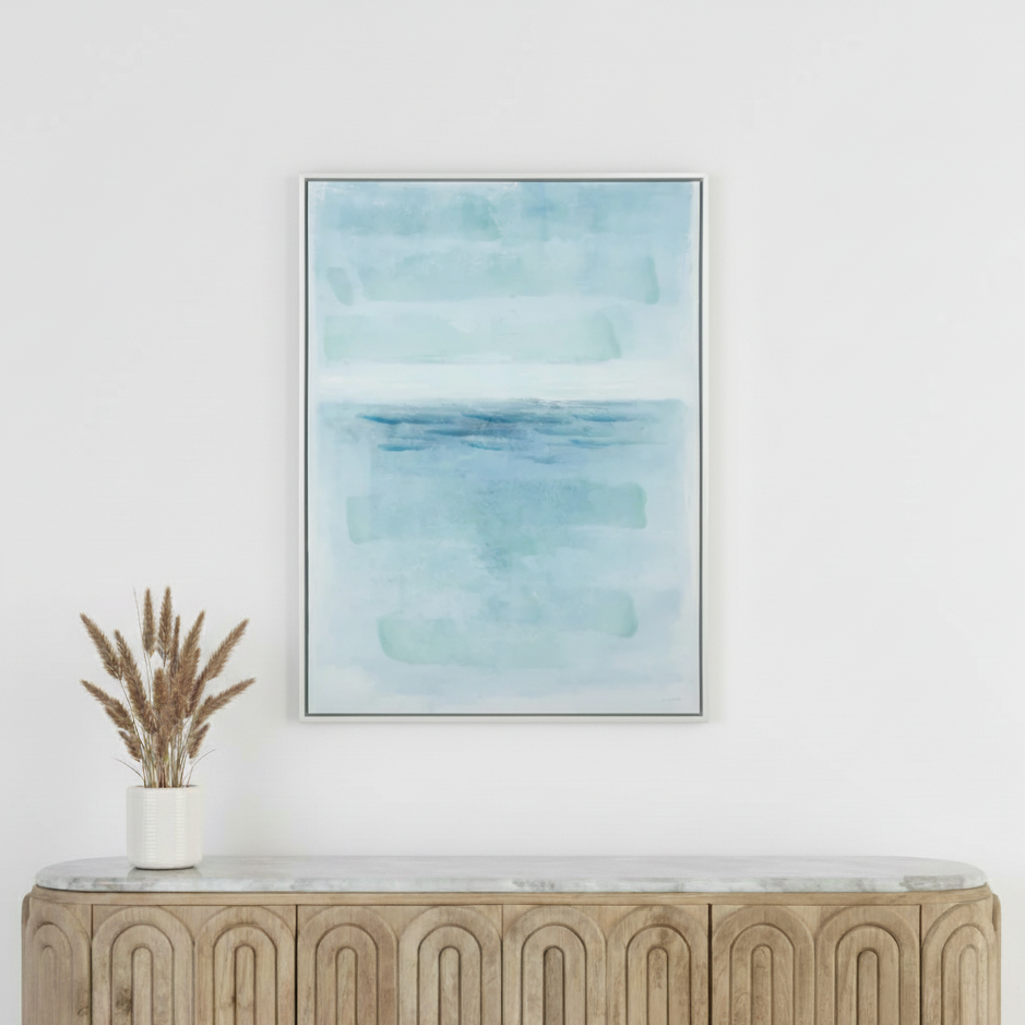 Canvas Blues Abstract with White Frame