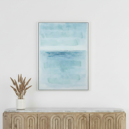 Canvas Blues Abstract with White Frame