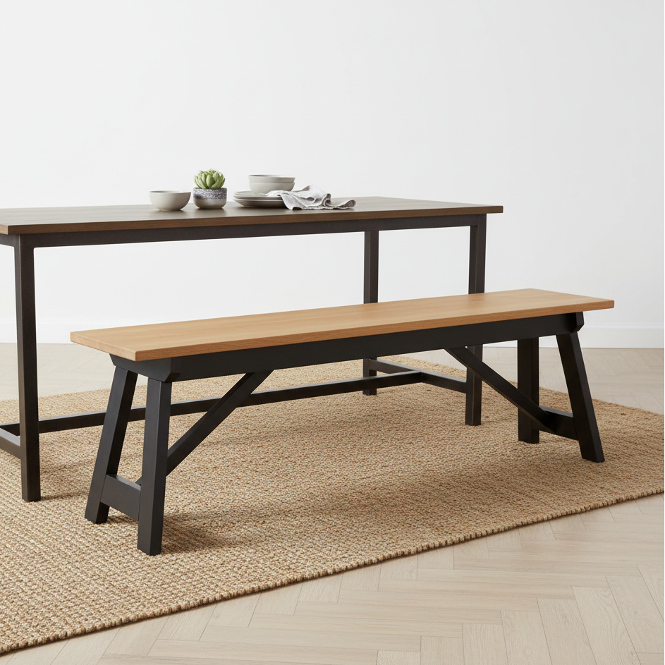 Hockley Black/Oak Dining Bench