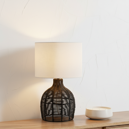 Caswell Natural Rattan Cloche Table Lamp