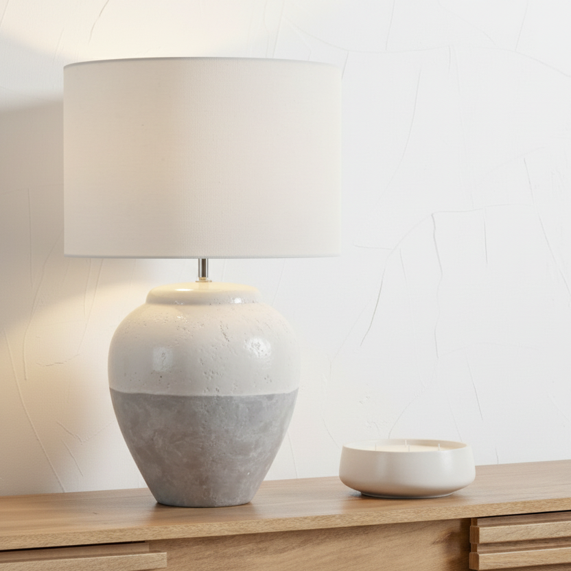 Skyline Porcelain Grey Table Lamp